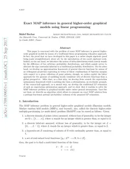 Exact MAP inference in general higher-order graphical models using linear programming