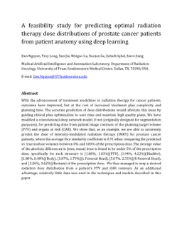 A feasibility study for predicting optimal radiation therapy dose
  distributions of prostate cancer patients from patient anatomy using deep
  learning