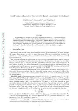 Exact Camera Location Recovery by Least Unsquared Deviations