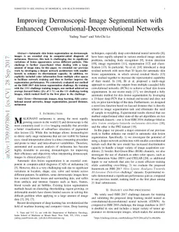 Improving Dermoscopic Image Segmentation with Enhanced
  Convolutional-Deconvolutional Networks