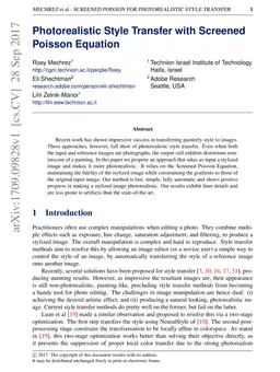 Photorealistic Style Transfer with Screened Poisson Equation