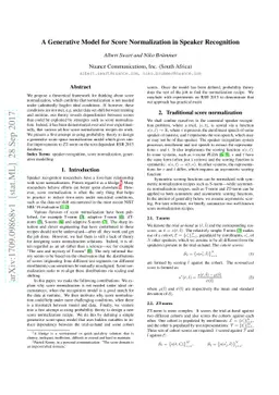 A Generative Model for Score Normalization in Speaker Recognition