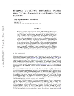 Seq2SQL: Generating Structured Queries from Natural Language using
  Reinforcement Learning