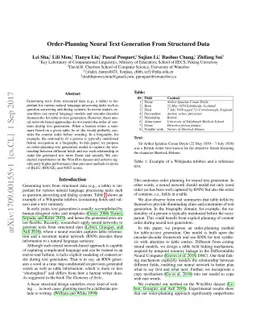 Order-Planning Neural Text Generation From Structured Data