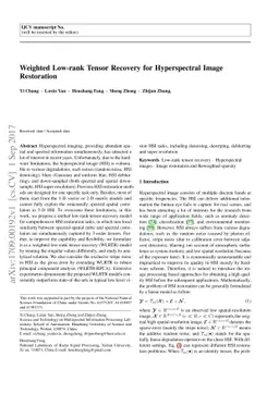 Weighted Low-rank Tensor Recovery for Hyperspectral Image Restoration