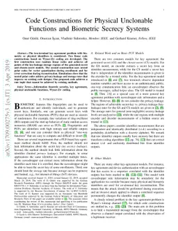 Code Constructions for Physical Unclonable Functions and Biometric
  Secrecy Systems