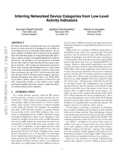 Inferring Networked Device Categories from Low-Level Activity Indicators