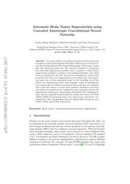 Automatic Brain Tumor Segmentation using Cascaded Anisotropic
  Convolutional Neural Networks
