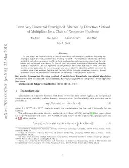 Iteratively Linearized Reweighted Alternating Direction Method of
  Multipliers for a Class of Nonconvex Problems
