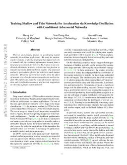 Training Shallow and Thin Networks for Acceleration via Knowledge
  Distillation with Conditional Adversarial Networks