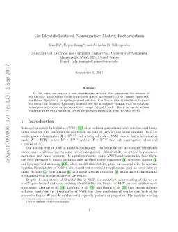 On Identifiability of Nonnegative Matrix Factorization