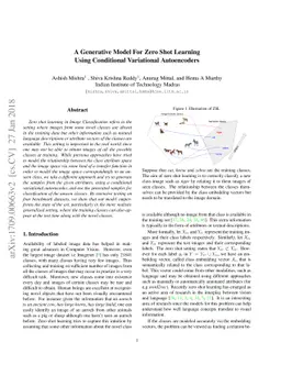 A Generative Model For Zero Shot Learning Using Conditional Variational
  Autoencoders