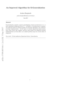 An Improved Algorithm for E-Generalization