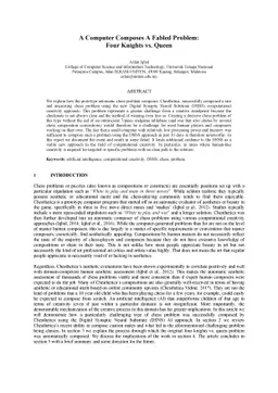 A Computer Composes A Fabled Problem: Four Knights vs. Queen