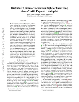 Distributed circular formation flight of fixed-wing aircraft with
  Paparazzi autopilot