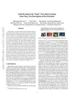 Link the head to the "beak": Zero Shot Learning from Noisy Text
  Description at Part Precision