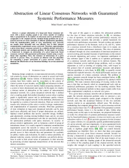 Abstraction of Linear Consensus Networks with Guaranteed Systemic
  Performance Measures