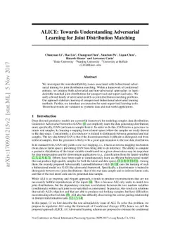 ALICE: Towards Understanding Adversarial Learning for Joint Distribution
  Matching