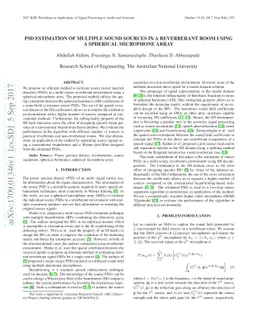 PSD Estimation of Multiple Sound Sources in a Reverberant Room Using a
  Spherical Microphone Array