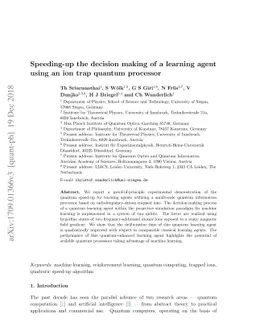 Speeding-up the decision making of a learning agent using an ion trap
  quantum processor
