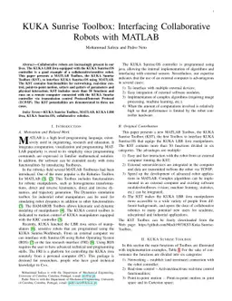 KUKA Sunrise Toolbox: Interfacing Collaborative Robots with MATLAB
