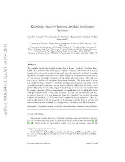 Knowledge Transfer Between Artificial Intelligence Systems