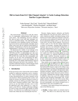Did we learn from LLC Side Channel Attacks? A Cache Leakage Detection
  Tool for Crypto Libraries