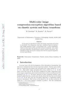 Multi-color image compression-encryption algorithm based on chaotic
  system and fuzzy transform