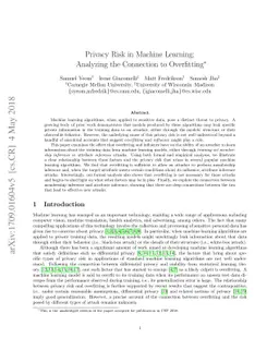 Privacy Risk in Machine Learning: Analyzing the Connection to
  Overfitting