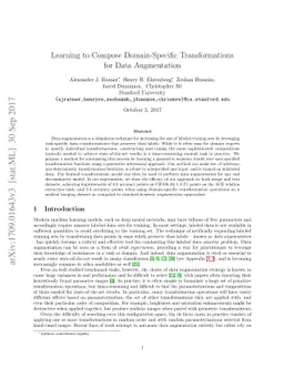 Learning to Compose Domain-Specific Transformations for Data
  Augmentation