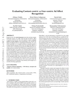 Evaluating Content-centric vs User-centric Ad Affect Recognition