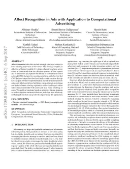 Affect Recognition in Ads with Application to Computational Advertising