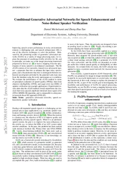 Conditional Generative Adversarial Networks for Speech Enhancement and
  Noise-Robust Speaker Verification