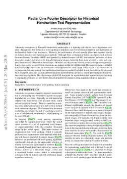 Radial Line Fourier Descriptor for Historical Handwritten Text
  Representation