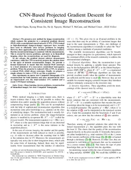 CNN-Based Projected Gradient Descent for Consistent Image Reconstruction