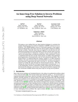 An inner-loop free solution to inverse problems using deep neural
  networks