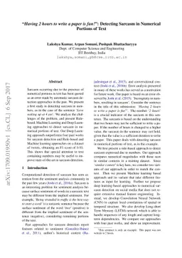 "Having 2 hours to write a paper is fun!": Detecting Sarcasm in
  Numerical Portions of Text