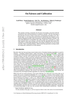 On Fairness and Calibration
