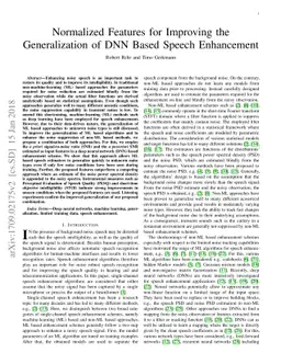 Normalized Features for Improving the Generalization of DNN Based Speech
  Enhancement