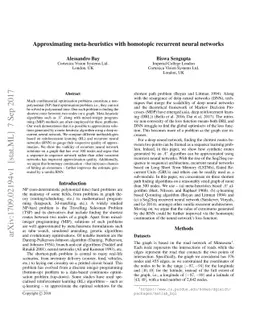Approximating meta-heuristics with homotopic recurrent neural networks