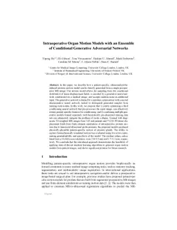 Intraoperative Organ Motion Models with an Ensemble of Conditional
  Generative Adversarial Networks