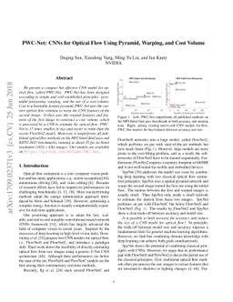 PWC-Net: CNNs for Optical Flow Using Pyramid, Warping, and Cost Volume
