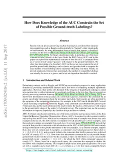 How Does Knowledge of the AUC Constrain the Set of Possible Ground-truth
  Labelings?