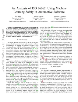 An Analysis of ISO 26262: Using Machine Learning Safely in Automotive
  Software