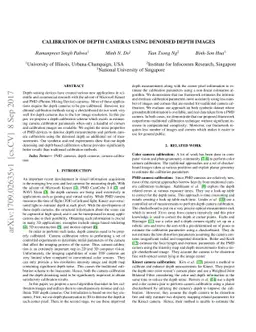 Calibration of depth cameras using denoised depth images