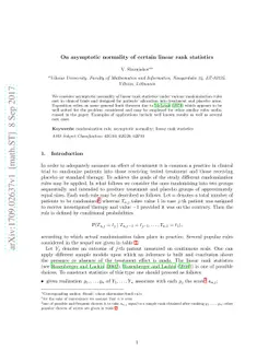 On asymptotic normality of certain linear rank statistics
