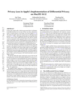 Privacy Loss in Apple's Implementation of Differential Privacy on MacOS
  10.12