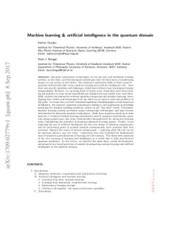 Machine learning \& artificial intelligence in the quantum domain