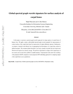 Global spectral graph wavelet signature for surface analysis of carpal
  bones