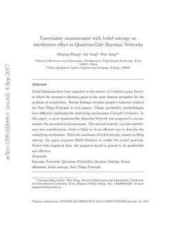 Uncertainty measurement with belief entropy on interference effect in
  Quantum-Like Bayesian Networks